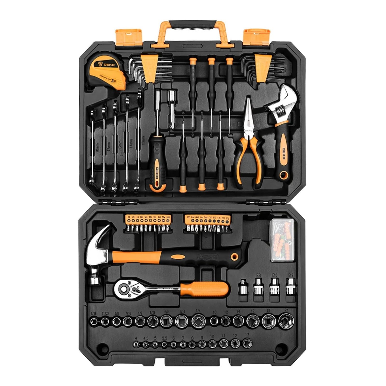 Set di strumenti fai-da-te for la casa Kit combinato di riparazione automatica Kit manuale con scatola di plastica, cacciavite, martello
