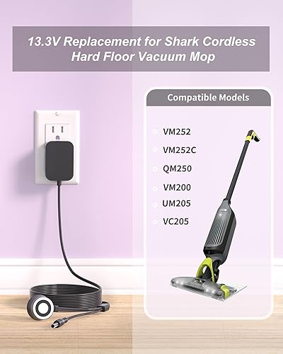 Miniatura 2 de Cargador para Shark VM252 VM252C QM250 VACMOP Pro inalámbrico piso duro vacío trapeador Shark VM252 VACMOP cargador magnético