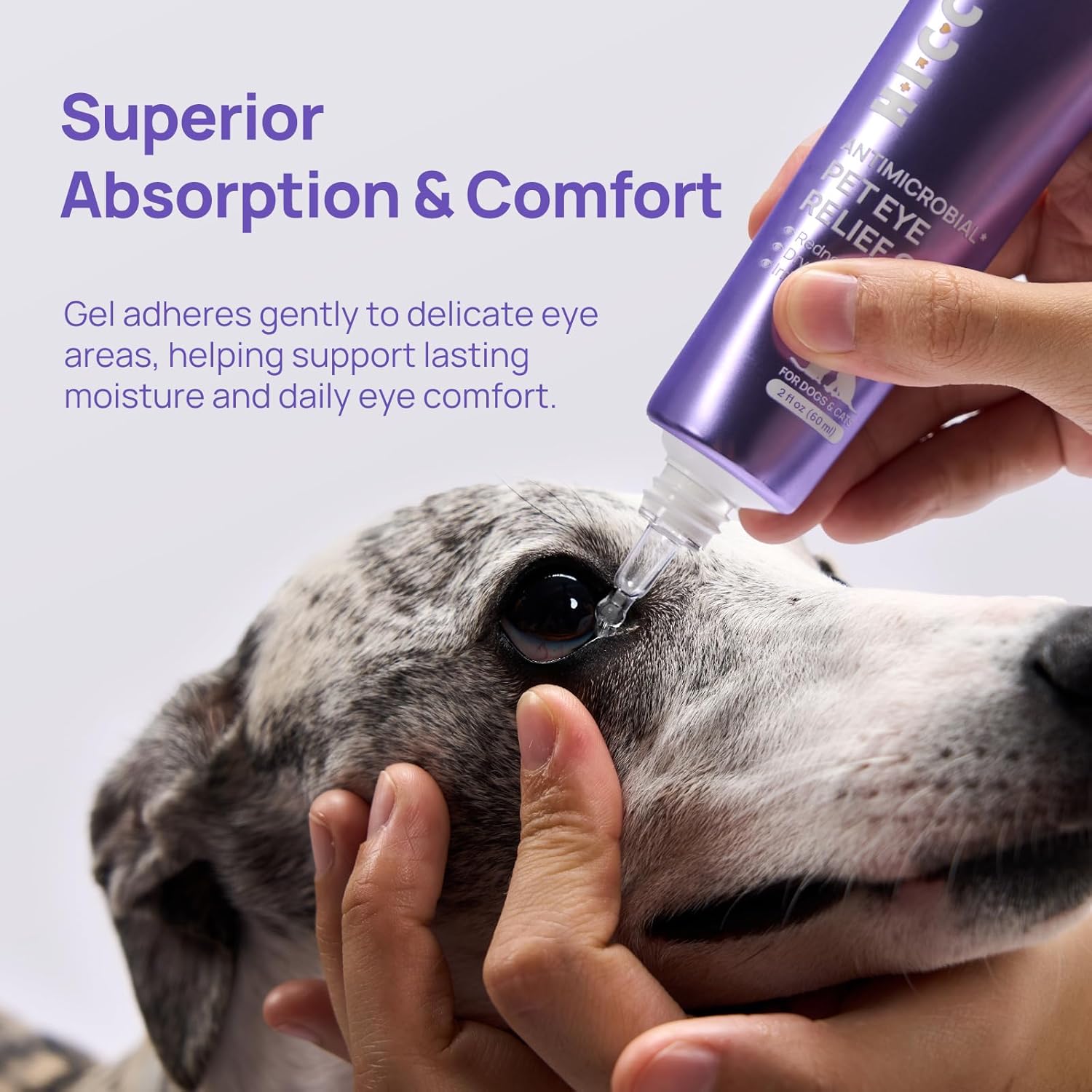 HICC PET Dog Eye Gel, Vet-Trusted Dog Eye Infection Treatment, Cat Eye Drops Wash, Soothes Irritation, Moisturizes Dry Eyes, Pet Eye Drops Ointment Alternative for Dogs, Cats, Horses. 4 fl oz