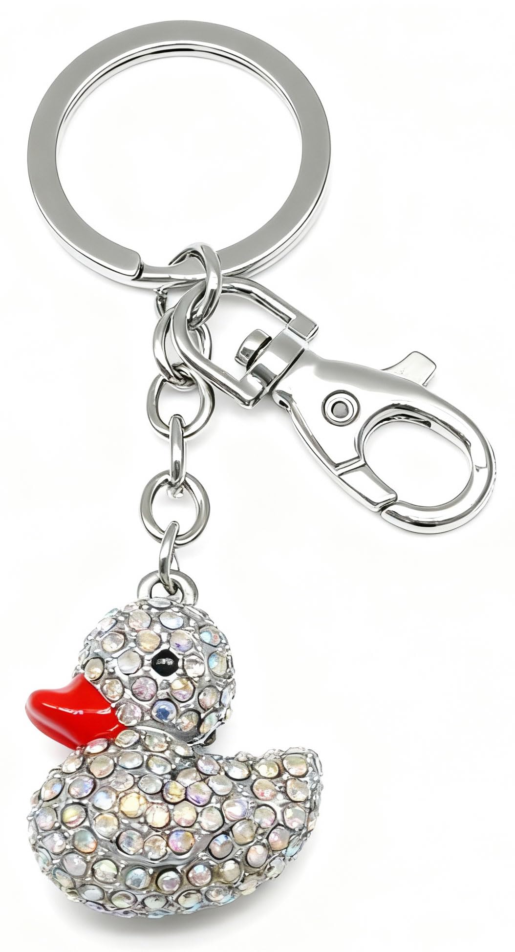 Moydolo Cute Duck KeyChain Bag Charms Crystal Rhinestone Duck Key Chain Ring Pendant For Women Handbag Purse Bags