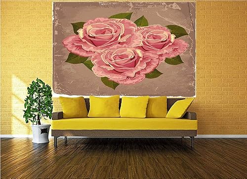 Miniatura 2 de Mural de pared de 116 x 83 pulgadas, diseño retro, diseño de ramo de rosas de la naturaleza, amor, romance, decoración decorativa de la pared para