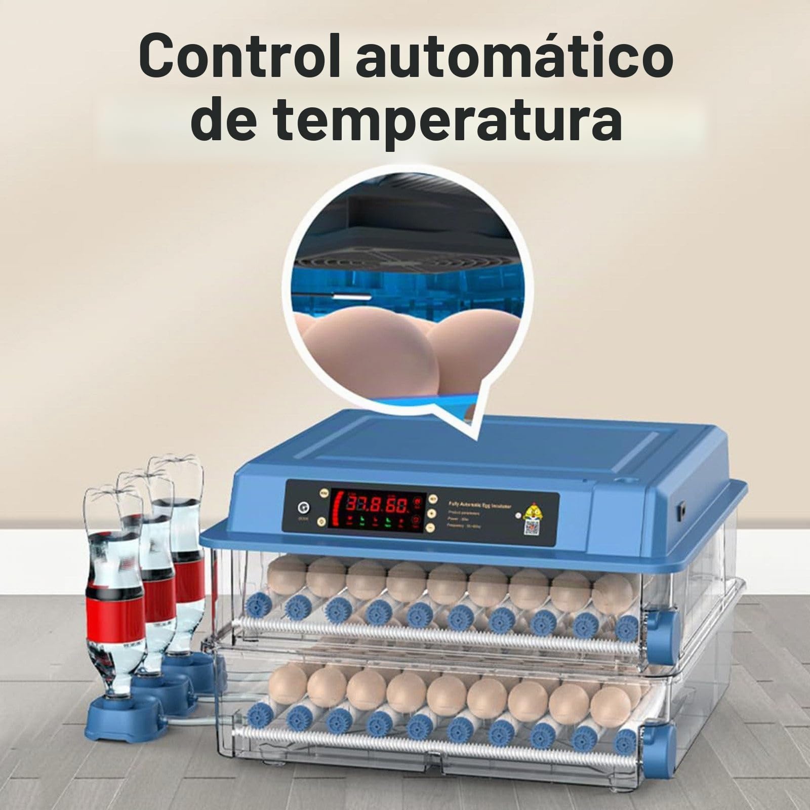 Genérico Incubadoras para Huevos Incubados, Incubadora De 64/128/192/300 Huevos, con Volteo Y Humidificación Automáticos, Incubadora para Huevos De Gallina Y Codorniz(300eggs)