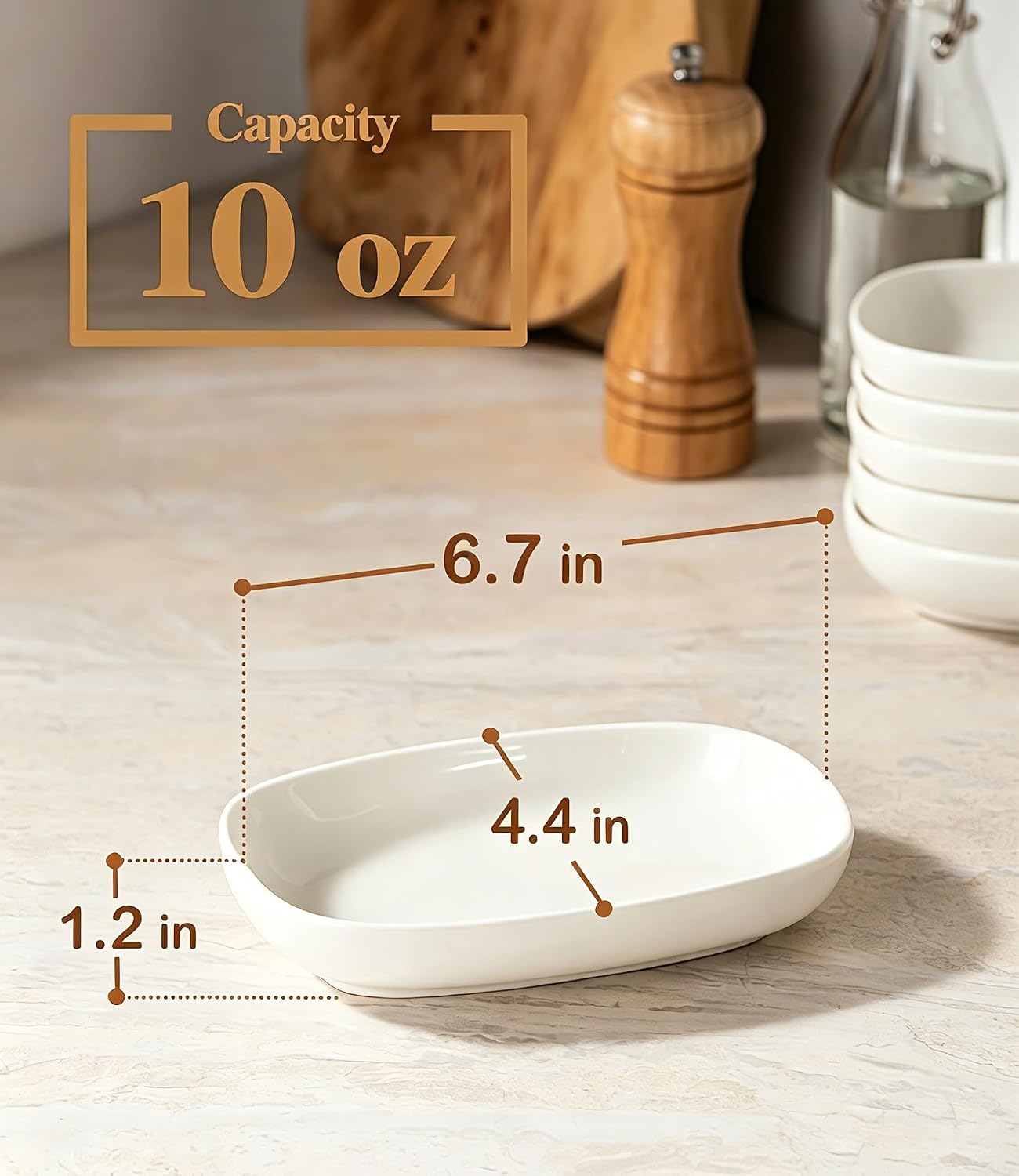 Mini Oval Serving Dishes, Ceramic Side Dish Bowls, Small Appetizer Plates for Vegetables, Sushi, Desserts, Snacks and Dip