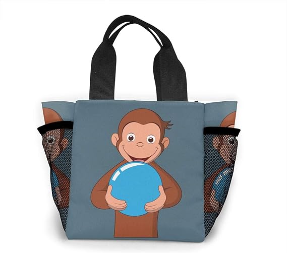 Amazon Co Jp おさるのジョージ ランチバッグ 多機能 ハンドバッグポータブル おしゃれ 弁当バッグ 通勤 通学 遠足 お花見 ピクニック収納トートバッグ両側の独立したメッシュバッグは ホーム キッチン