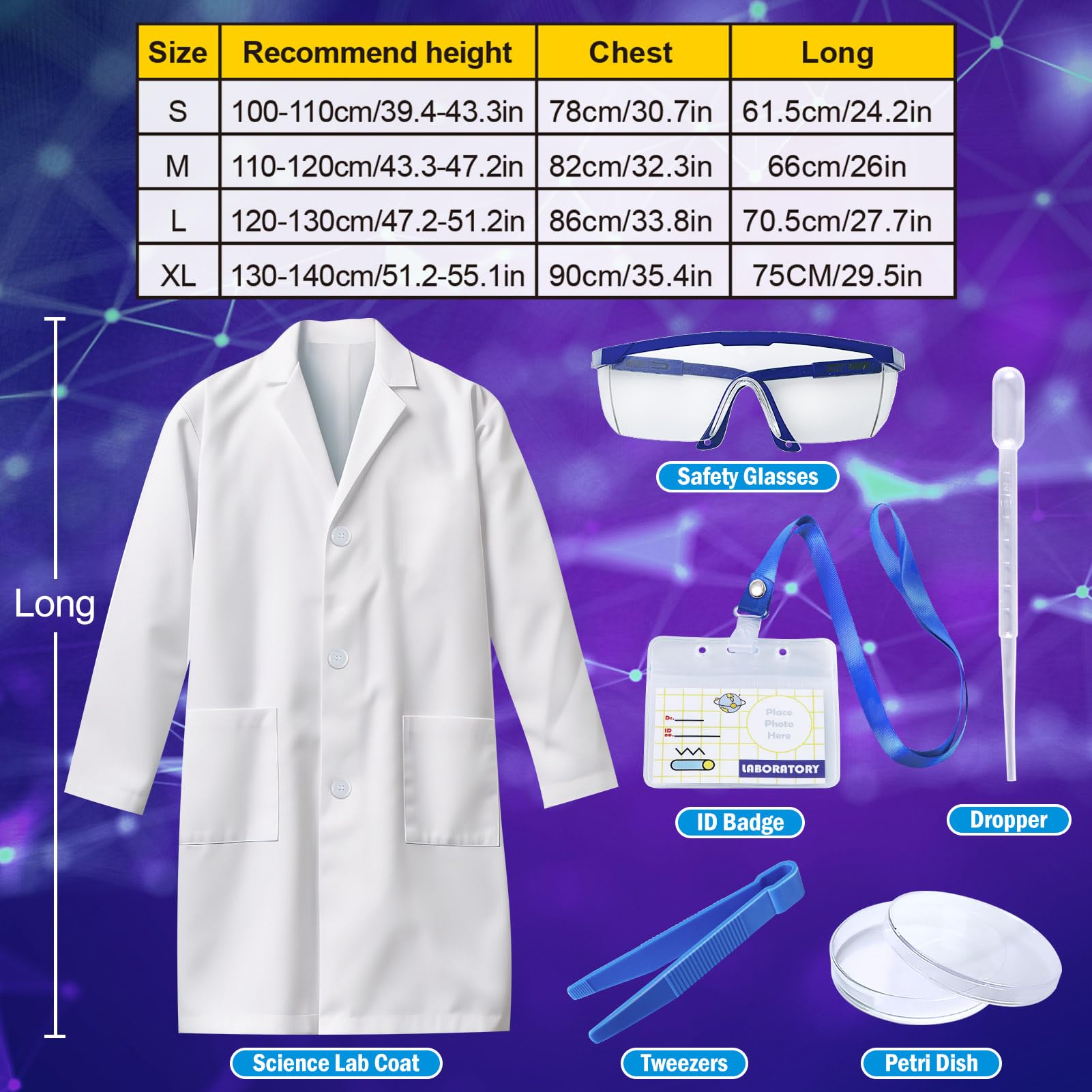 JOPSHEEN Kids Scientist Costume Lab Coat Pretend Play Scientist - Image 3