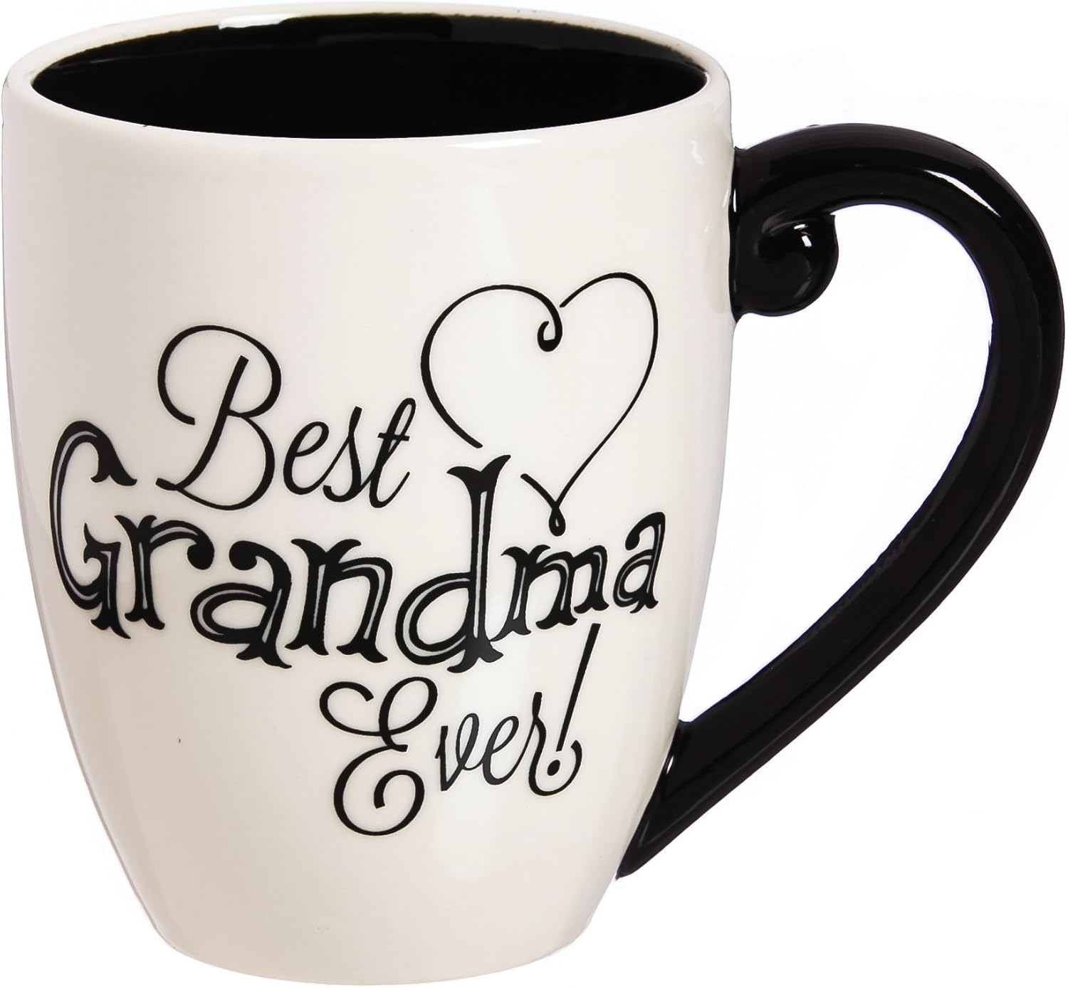 Cypress Home Beautiful Grandma Black Ink Ceramic Cup O' Joe with Matching Box - 6 x 5 x 4 Inches Indoor/Outdoor home goods For Kitchens, Parties and Homes