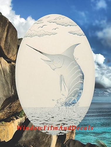 Miniatura 8 de Calcomanía ovalada de vinilo para ventana, 10.5 x 16 pulgadas, color blanco con elementos de diseño transparente