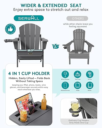 Miniatura 241 de SERWALL - Silla plegable Adirondack para patio, jardín, exterior, resistente a la intemperie, sillas para hoguera, color naranja