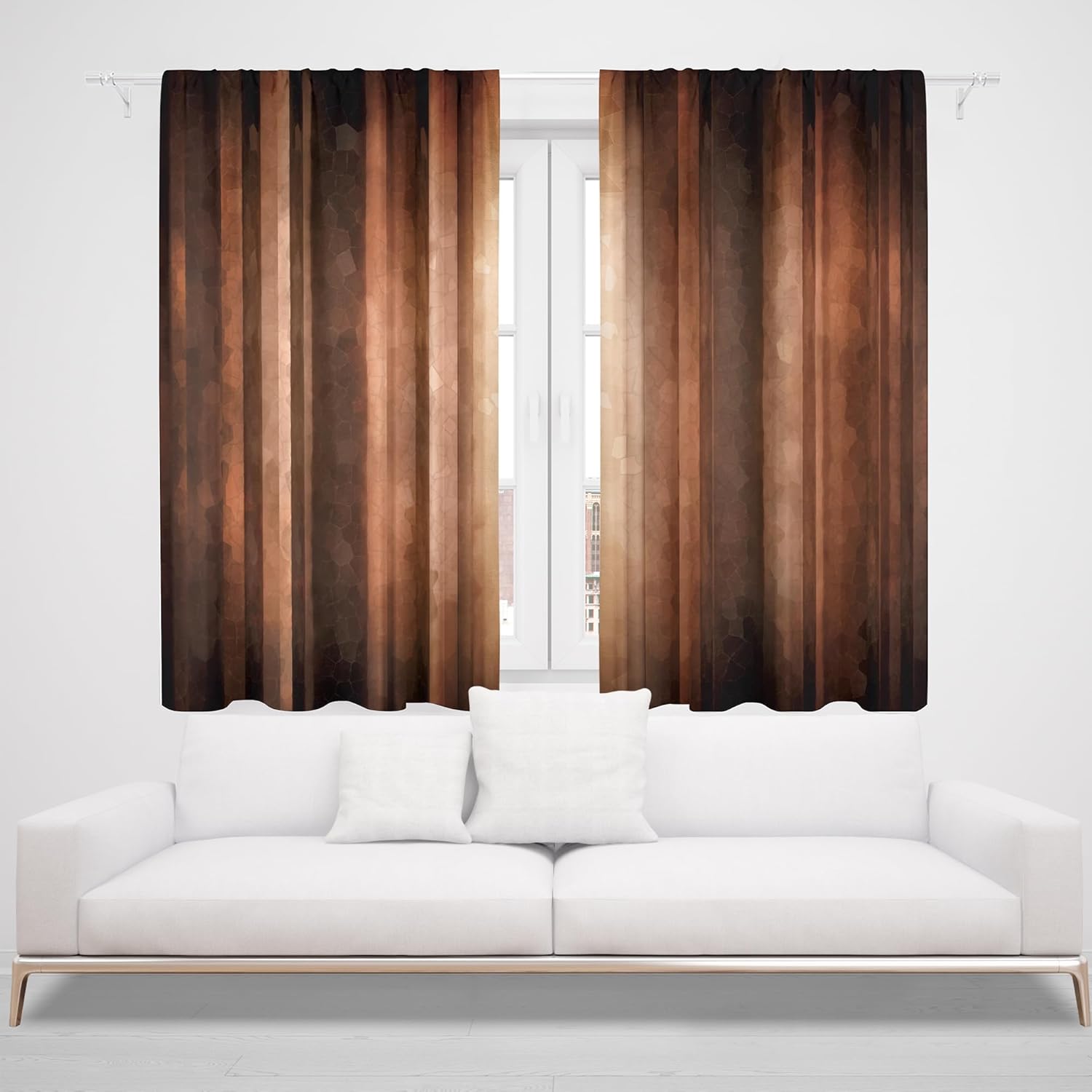 MESHELLY Brown Curtains 42Wx45H Inch Rod Pocket Rustic Burnt Orange Bedroom Window Drapes Vintage Farmhouse Bronze Country Tan Earth Wooden Simple Small Short Living Room Window Fabric 2 Panels