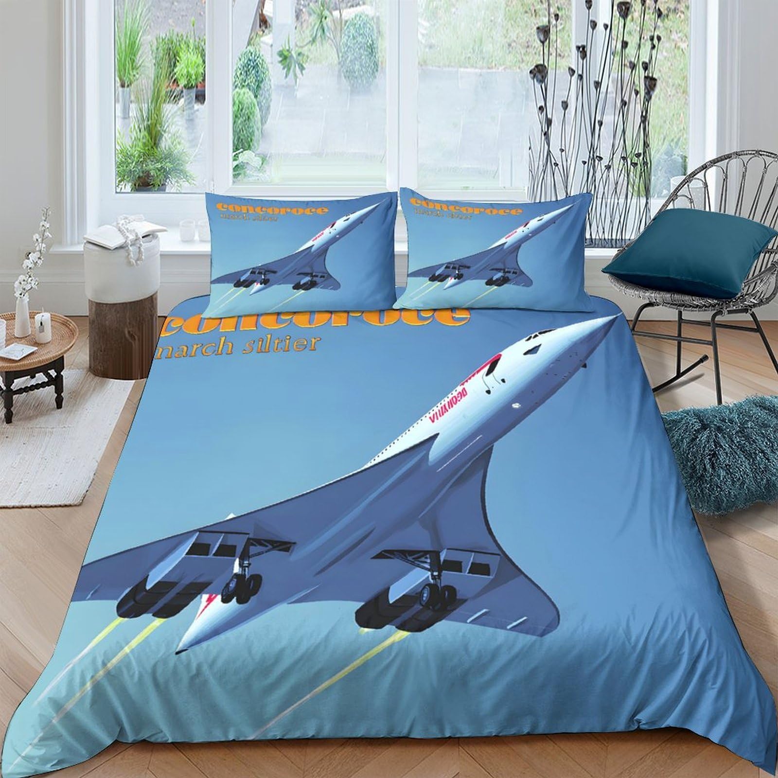 Parure de lit Concorde Super King pour la chambre d'enfants passionnés d'aviation et d'avions 3D
