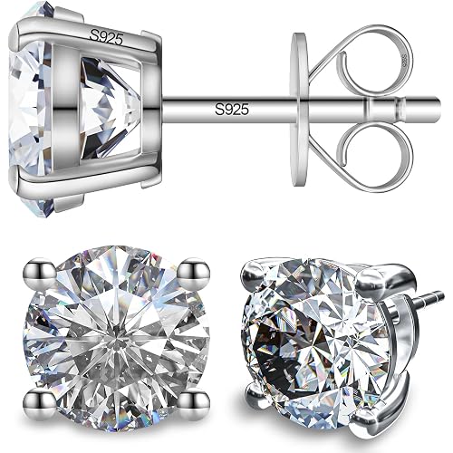 Moissanite Stud Earrings for Women and Men，925 Sterling Silver Earrings