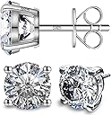 SugarTang Moissanite Earrings, Diamond Stud Earrings for Women 1-3 CT 18K White Gold Plated/S925 Sterling Silver Earring for Men, Lab Grown Hypoallergenic Jewelry