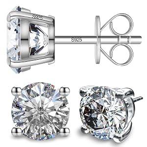 SugarTang Moissanite Earrings Diamond Stud Earrings for Women 1-3 CT 18K White Gold Plated S925 Sterling Silver Earring