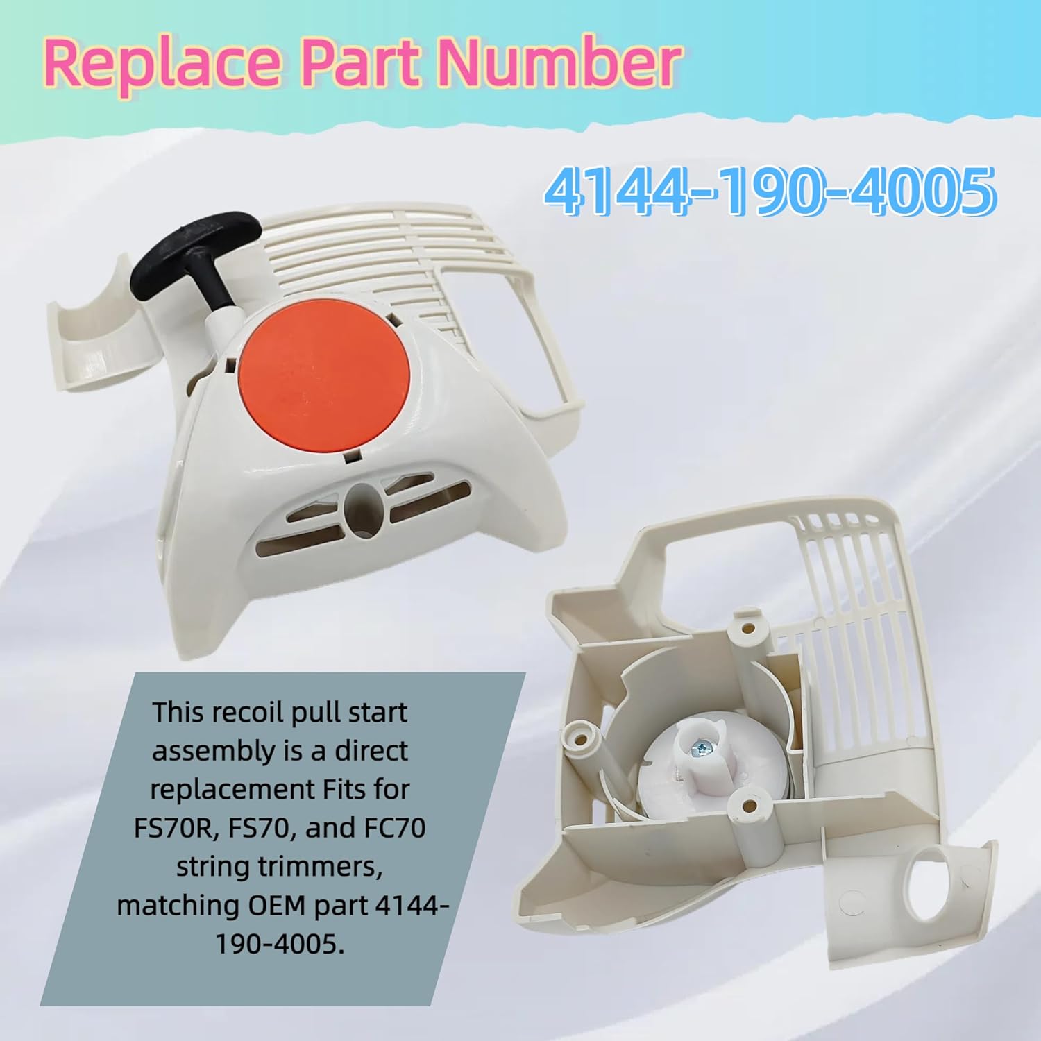 Recoil Pull Starter Assembly Fits for STIHL FS70R FS70 FC70 String Trimmer - Replace 4144-190-4005 with Easy Install & Smooth Pull