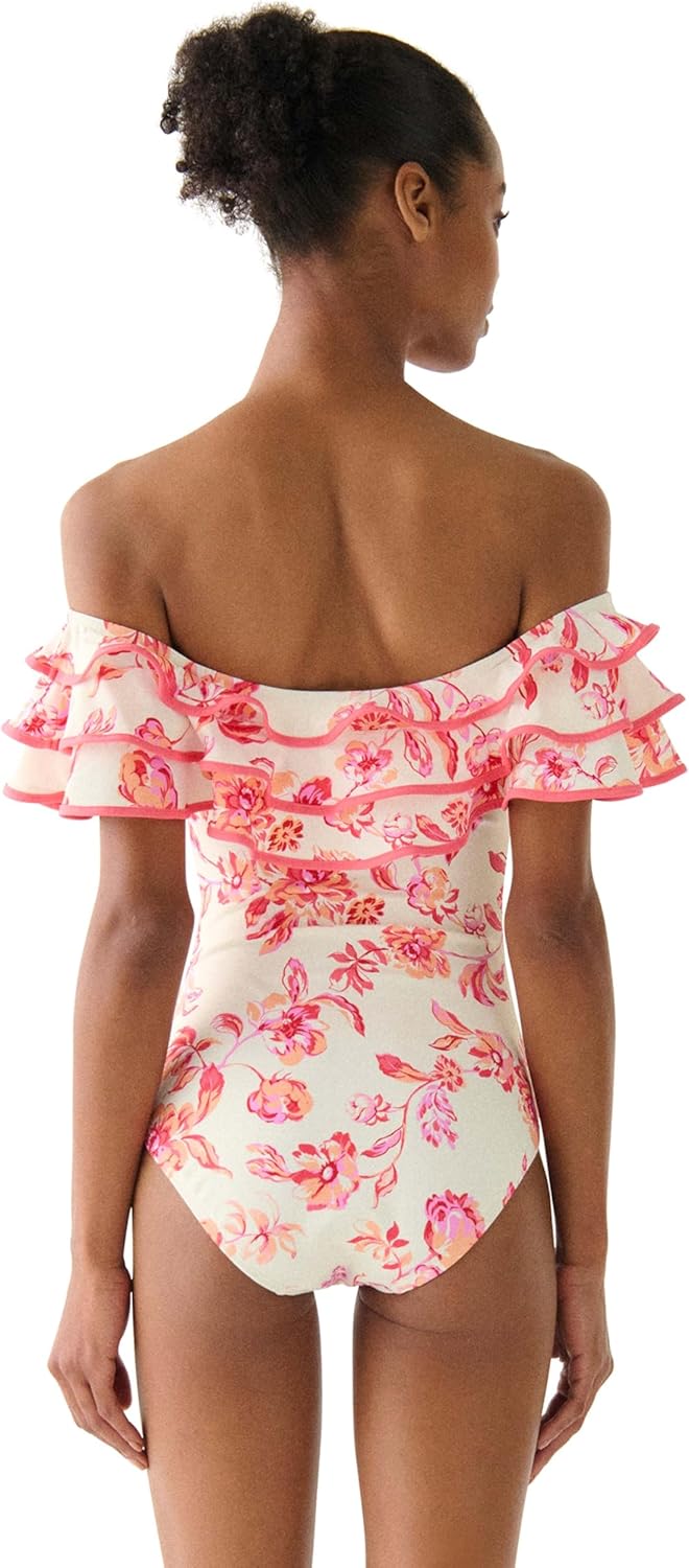 Kate Spade New York Womens Ruffle Off The Shoulder One Piece Swimsuit - Image 2
