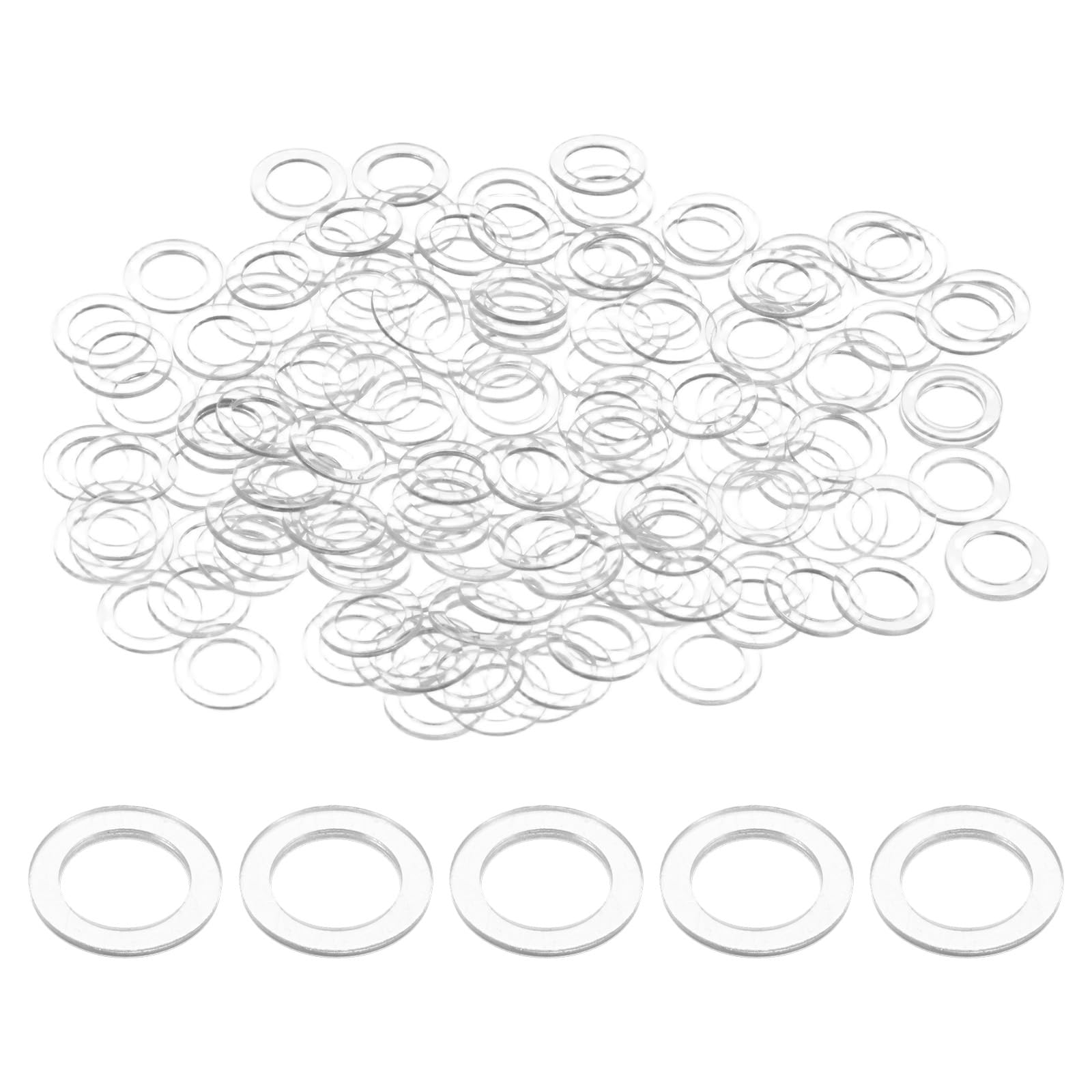 M METERXITY 150-Pack M8 PVC Flat Washers, 8mm ID 12mm OD 1mm Thick Plastic Clear Shower Door Handle Washers Spacer for Automotive/Towel Bars Replacement, Sealing Spacer Gasket Ring