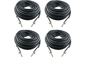 4 Pack Professional 1/4 Inch to 1/4 Inch Speaker Cables, 1/4 Male Inch Heavy Duty