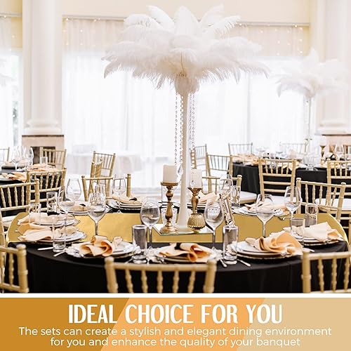 Miniatura 7 de Tudomro Juego de 8 manteles redondos de plástico y camino de mesa de satén de 12 x 108 pulgadas, manteles redondos de 84 pulgadas para fiestas,