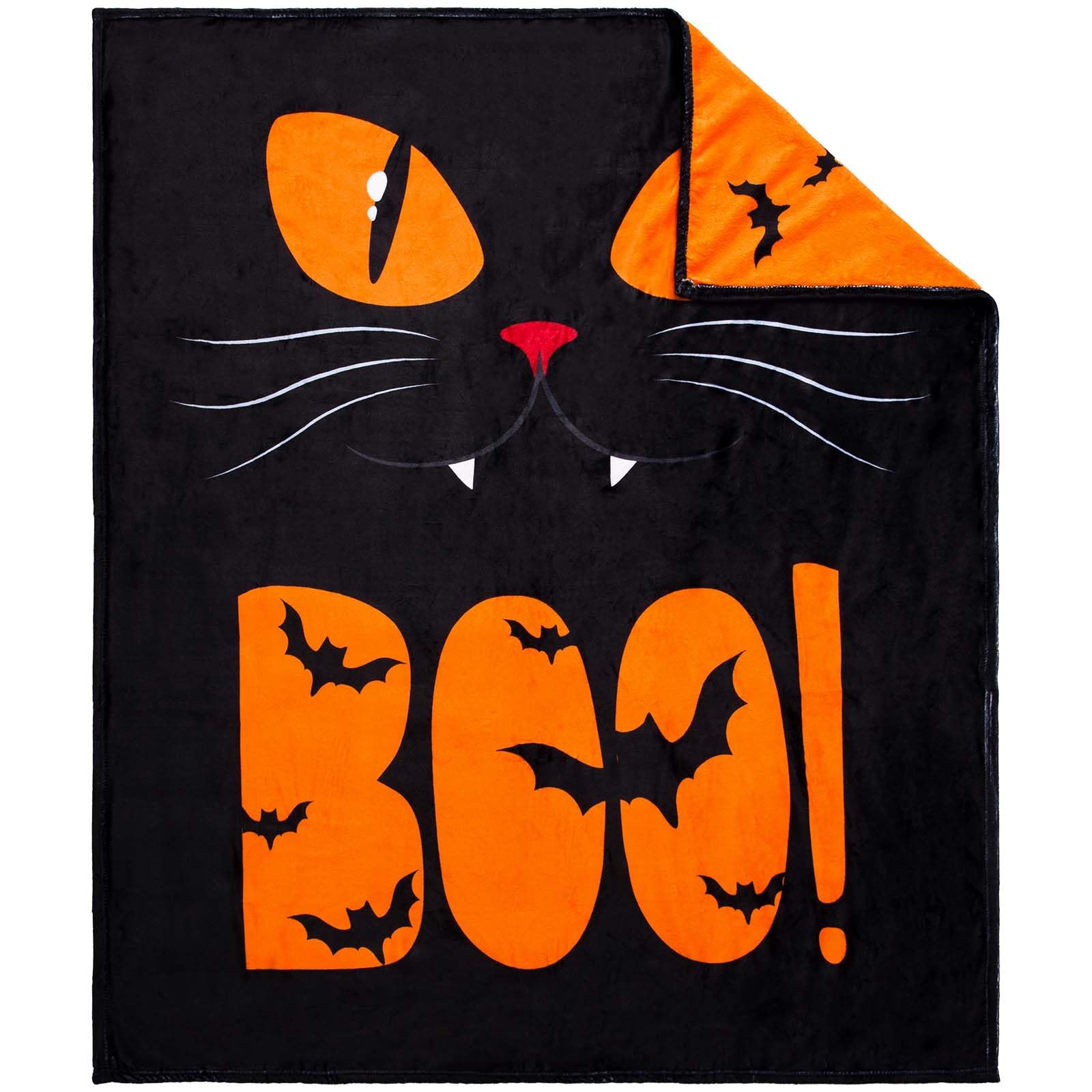 Vessia Halloween Throw Blanket, Black and Orange Cat Flannel Blanket for Couch,Bed,Sofa, 300GSM Soft Cozy Cuts Funny Warm Cartoon Blanket Home Decor for All Season