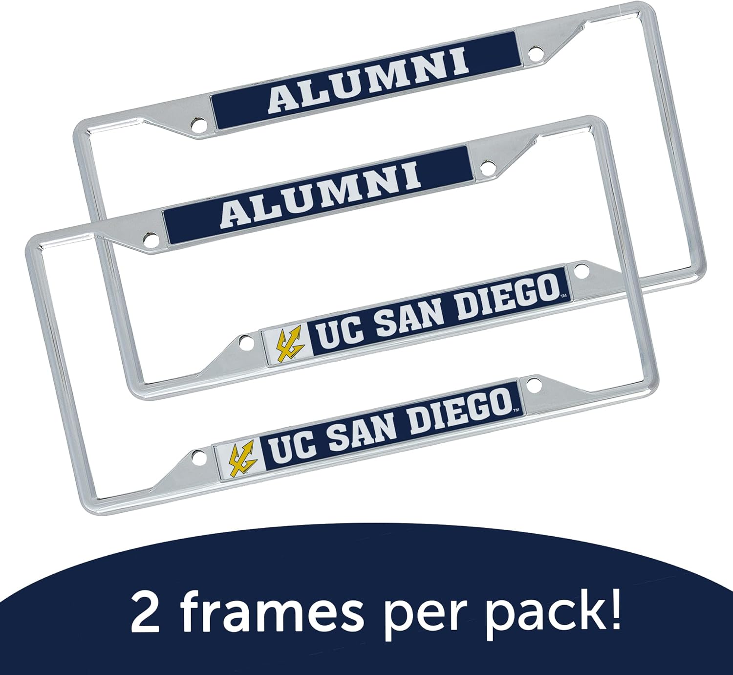 Desert Cactus University of California San Diego License Plate Frame Car Tag Holder for Front or Back of Car Officially Licensed Metal (Alumni Blue Background 2-Pack) - Image 6