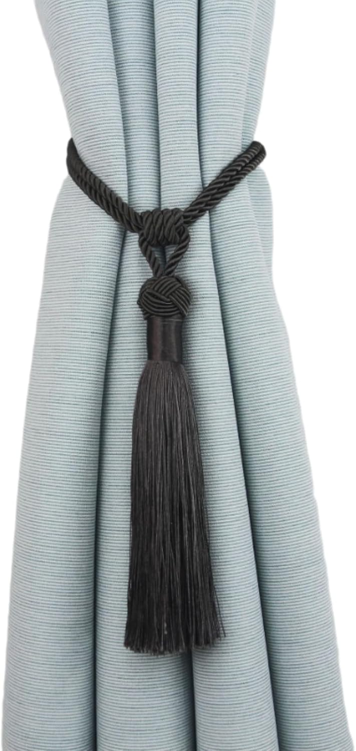Curtain Ties 4 Pieces Curtain Tie with Curtain Buckle Free Installation Perforated Curtain Drawer with Curtain Accessories Navy Blue (Black Ash)