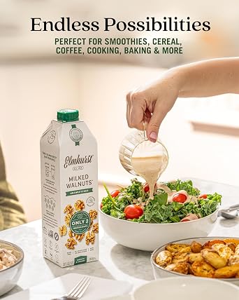 Elmhurst 1925 Unsweetened Walnut Milk - 32 Ounce (Pack of 6), Vegan | Dairy-Free, Gluten-Free, Kosher, Shelf Stable Milk Made with Water & Walnuts for Simpler Plant-Based Alternatives