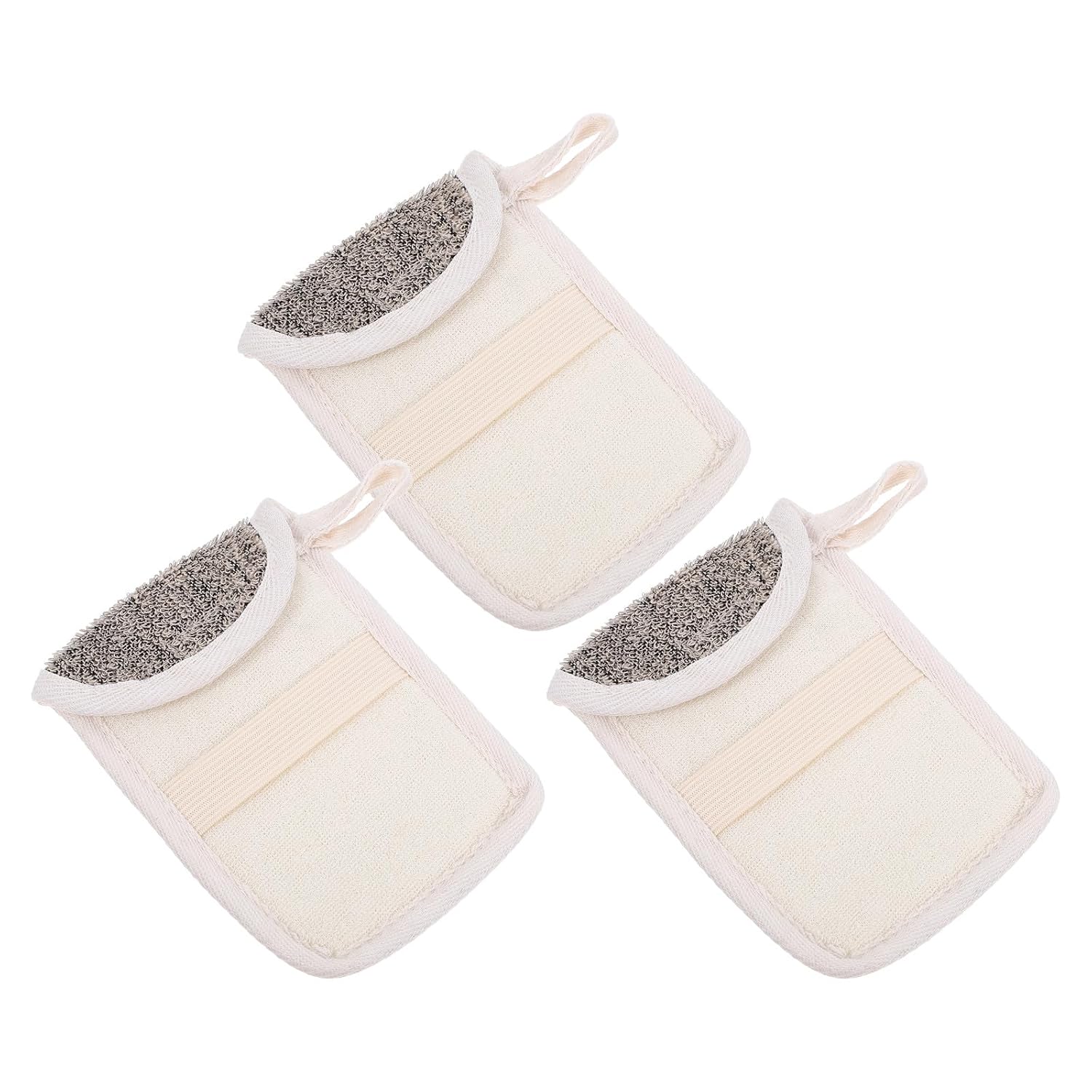 3pcs Black Linen Mesh Soap Saver Bags Exfoliating Foaming Shower Pouches for Household and Face Cleansing
