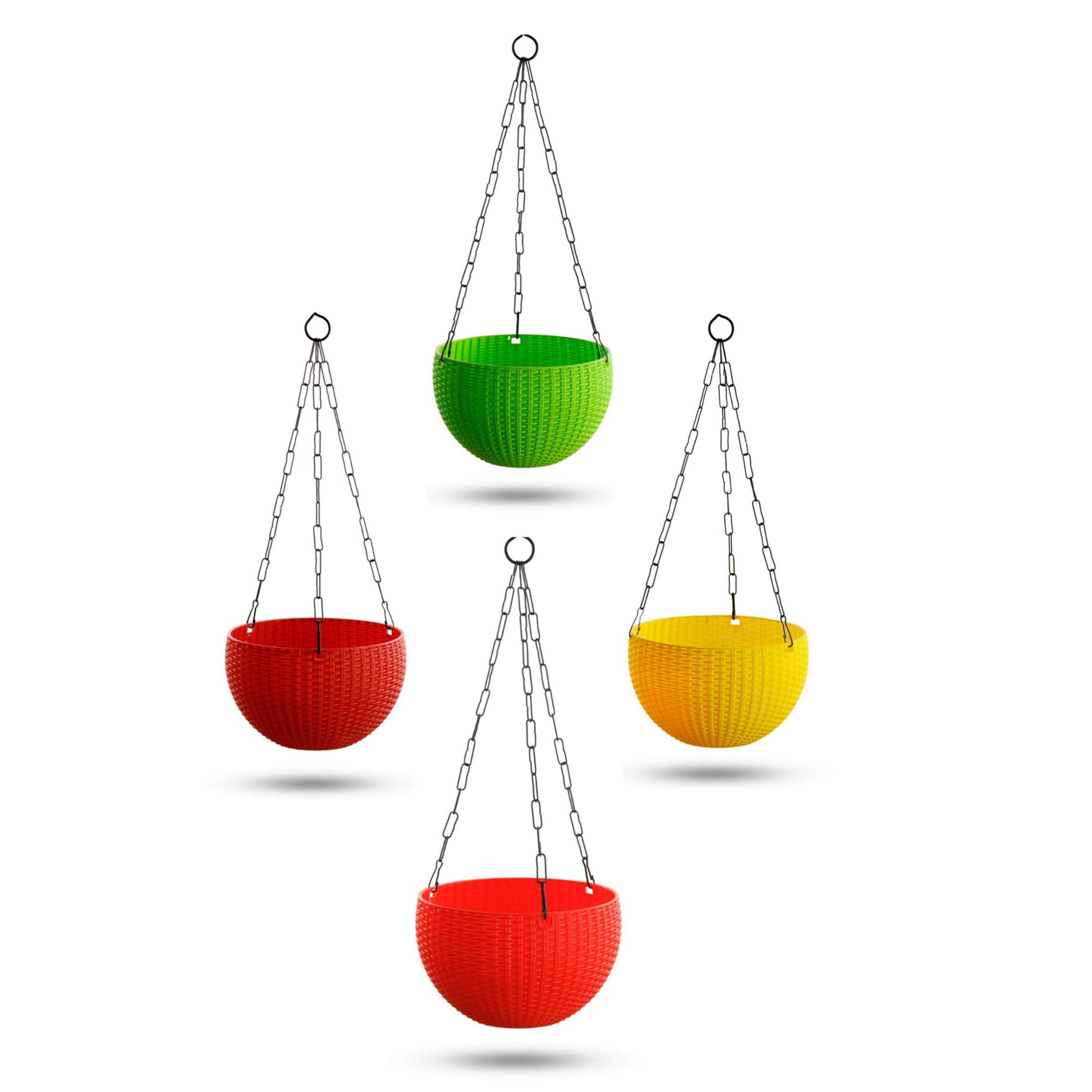 Kalfo Euro Hanging Pot Woolen Design Hanging Basket Planter Pot for Indoor and Outdoor Plants with Iron Chain | Hanging Flower Pot for Terrace Garden (Size- 8 Inch, Multicolour, Pack of 4)-image-33