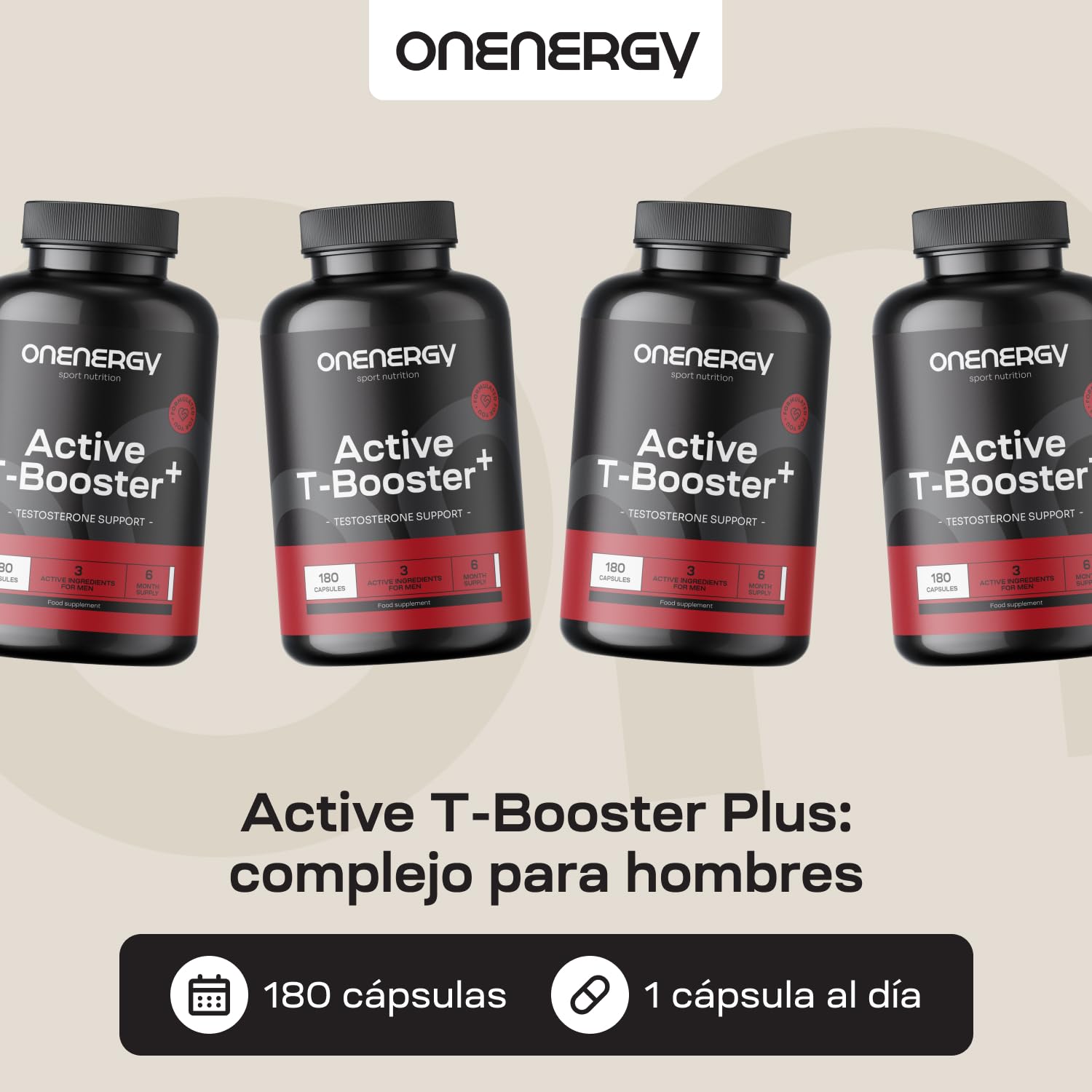 Active T-Booster Plus – Complejo para hombres – 180 cápsulas – Zinc, tribulus terrestris y ácido D-aspártico – Energía y fuerza – Suministro para 6 meses
