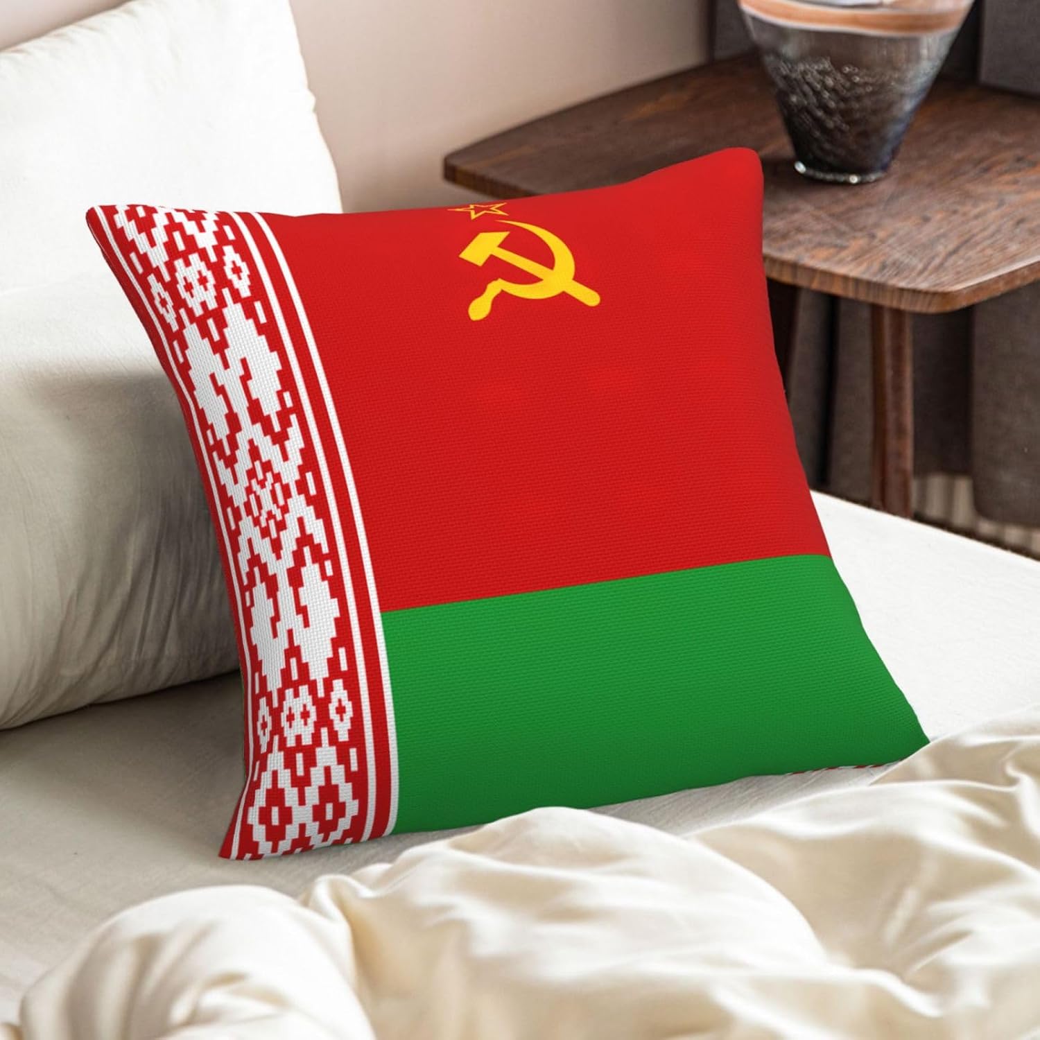 Flag of Belarus Imitation Linen Pillowcase -2 Sets, Fashionable Home Decoration, Used for Sofas, Gardens, beds