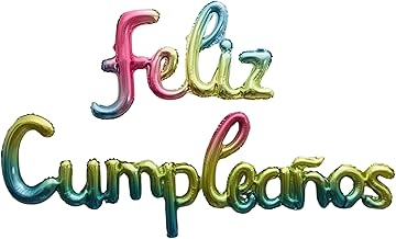 Happy Birthday Balloons in Spanish – Garland Decoration Meets – Foil Balloon – Super Easy Assembly – Includes a Straw – Comes in 3 Parts for Easy Inflation (MULTI)