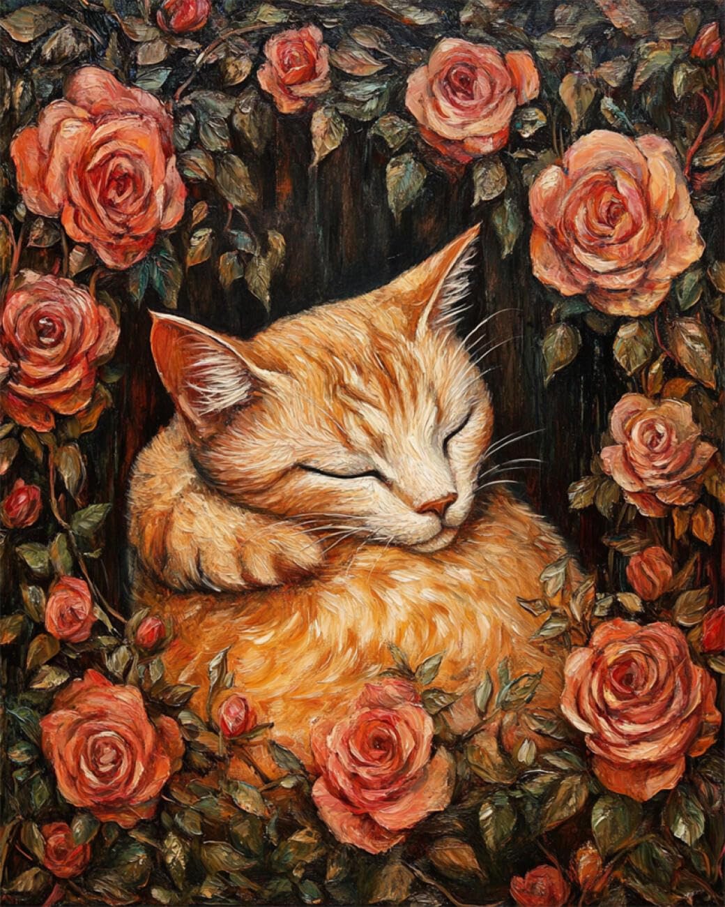 RKFLGEW DIY Embroidery Beads Set Cats and Flowers 40x50cm