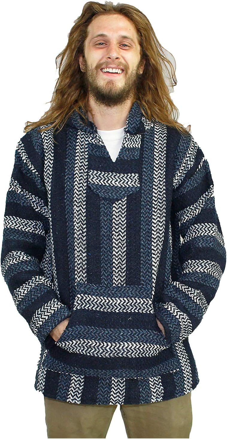 Sunshine Joy Eco-Friendly Woven Striped Pullover Unisex Adult Plus Size Navy/Rust Hoodie