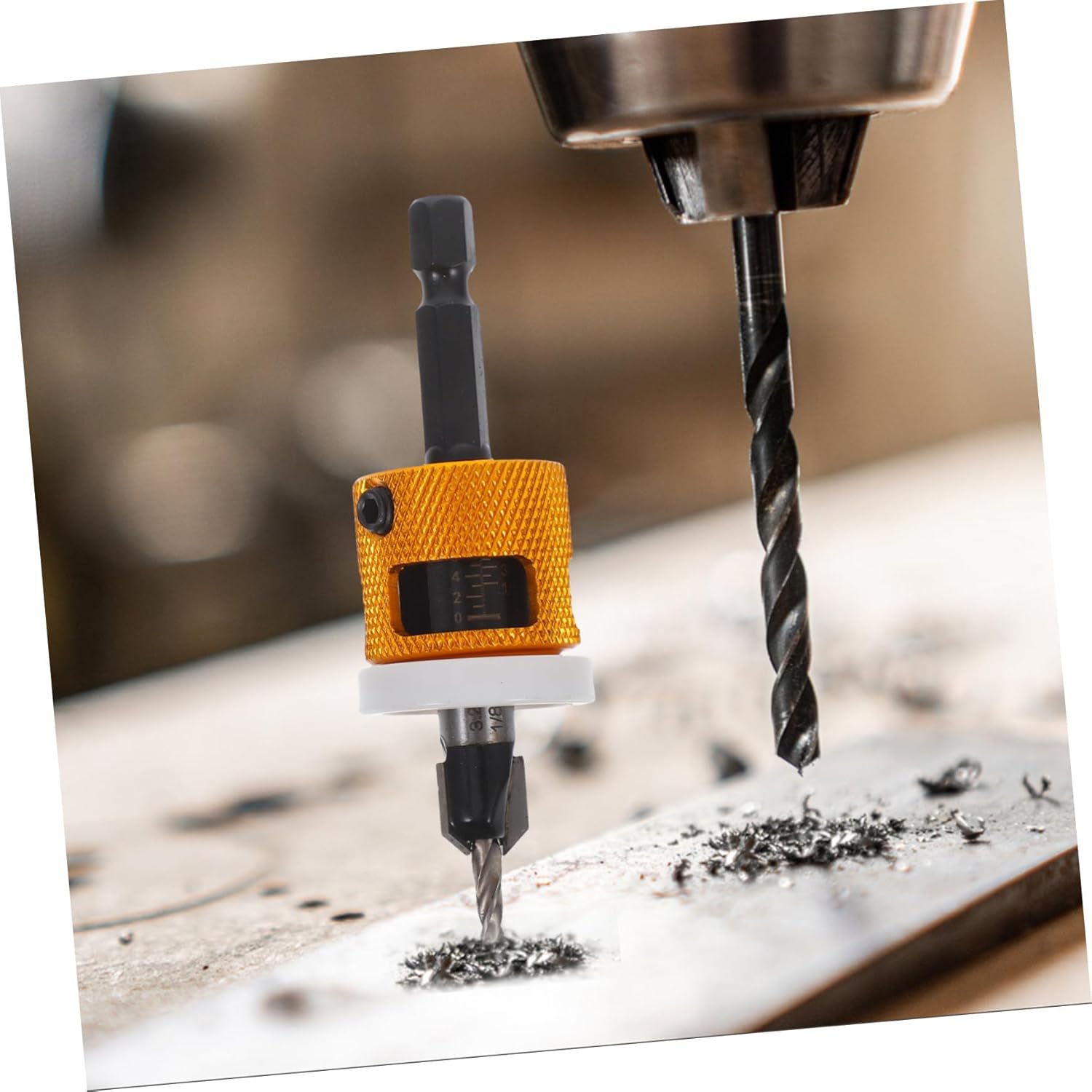 Unomor Countersink Drill Bit Set with Adjustable Depth Stop Woodworking Tools for Precise Drilling Metal and Wood Applications 1 Set