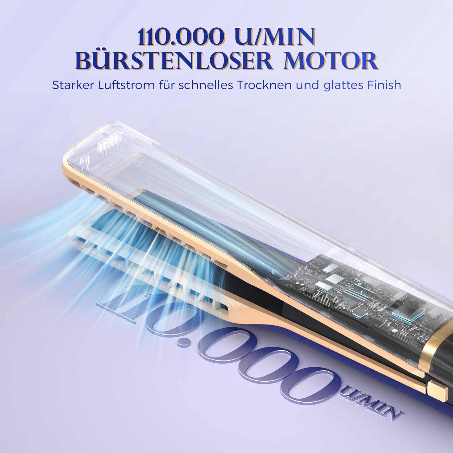 BESTOPE PRO Air Haarglätter 2 in 1, Airstraight Glätteisen, Nass-zu-Trocken | 110.000 U/min | 4 Temperaturstufen bis 160 °C | 3 Luftstromstufen | Kaltluftmodus | 200 Mio. negative Ionen für weniger Frizz