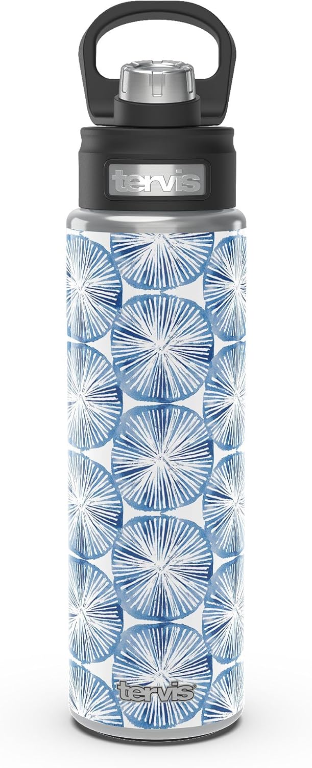 Tervis Kelly Ventura Stamped Triple Walled Insulated Tumbler Travel Cup Keeps Drinks Cold, 24oz Wide Mouth Bottle, Stainless Steel