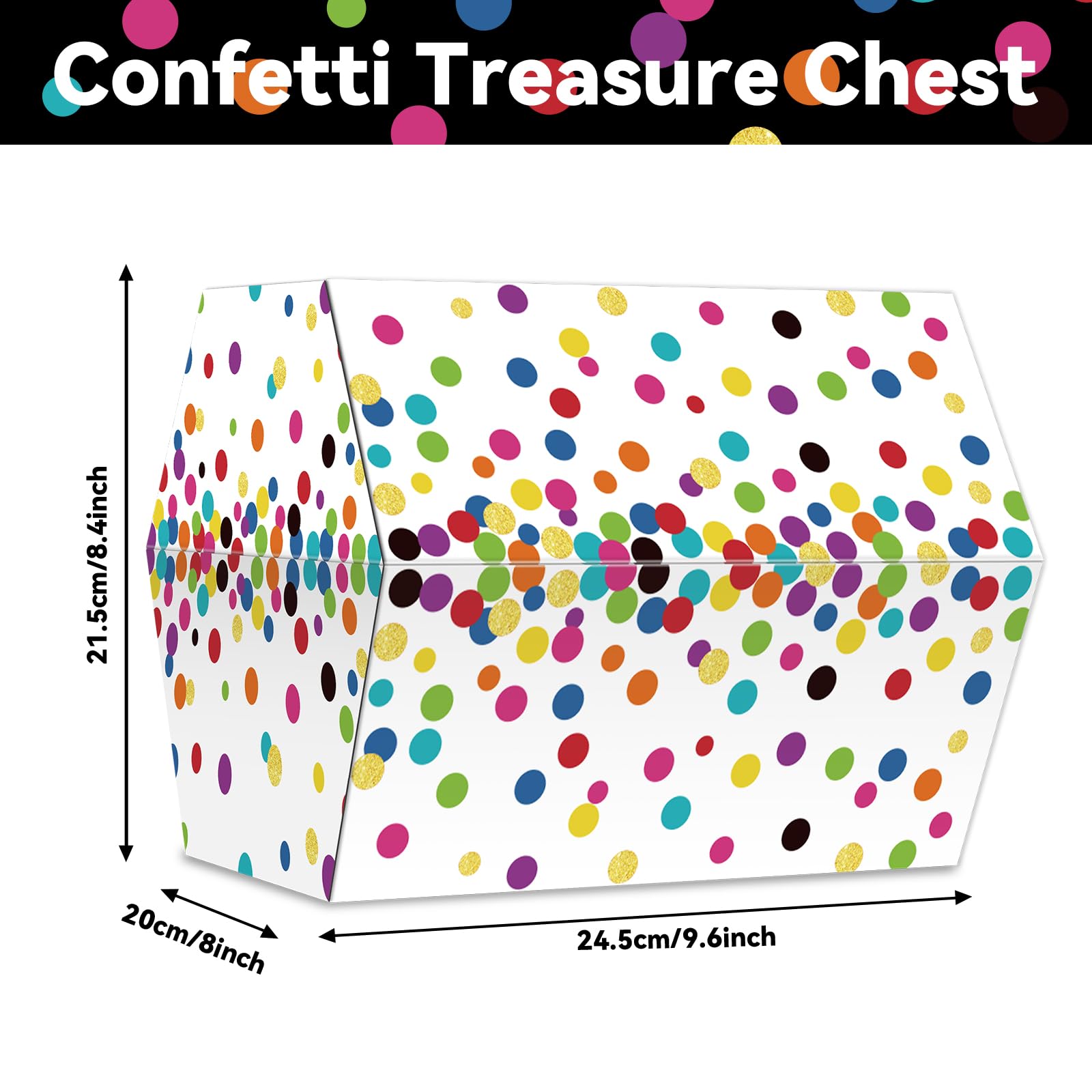 Confetti Treasure Chest Box Classroom Decorations Confetti Chest Teachers Toy Prizes Awards Rewards Treasure Box for Classroom Teachers Kids Nursery Room School Decor
