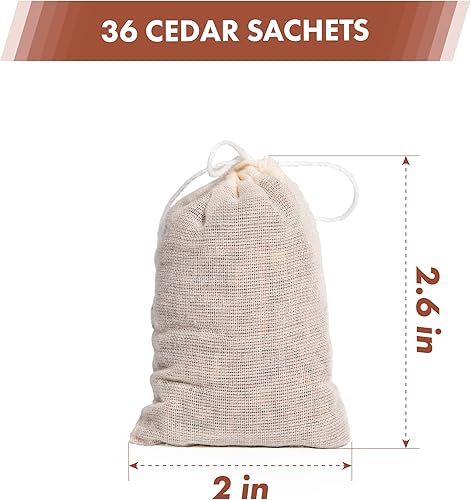Miniatura 3 de Pack of 36 Cedar Sachets Bag, Red Cedar Chips Sachets for Clothes Storage,Home Fragrance Sachet for Drawers and Closets, LV-F-CC-2