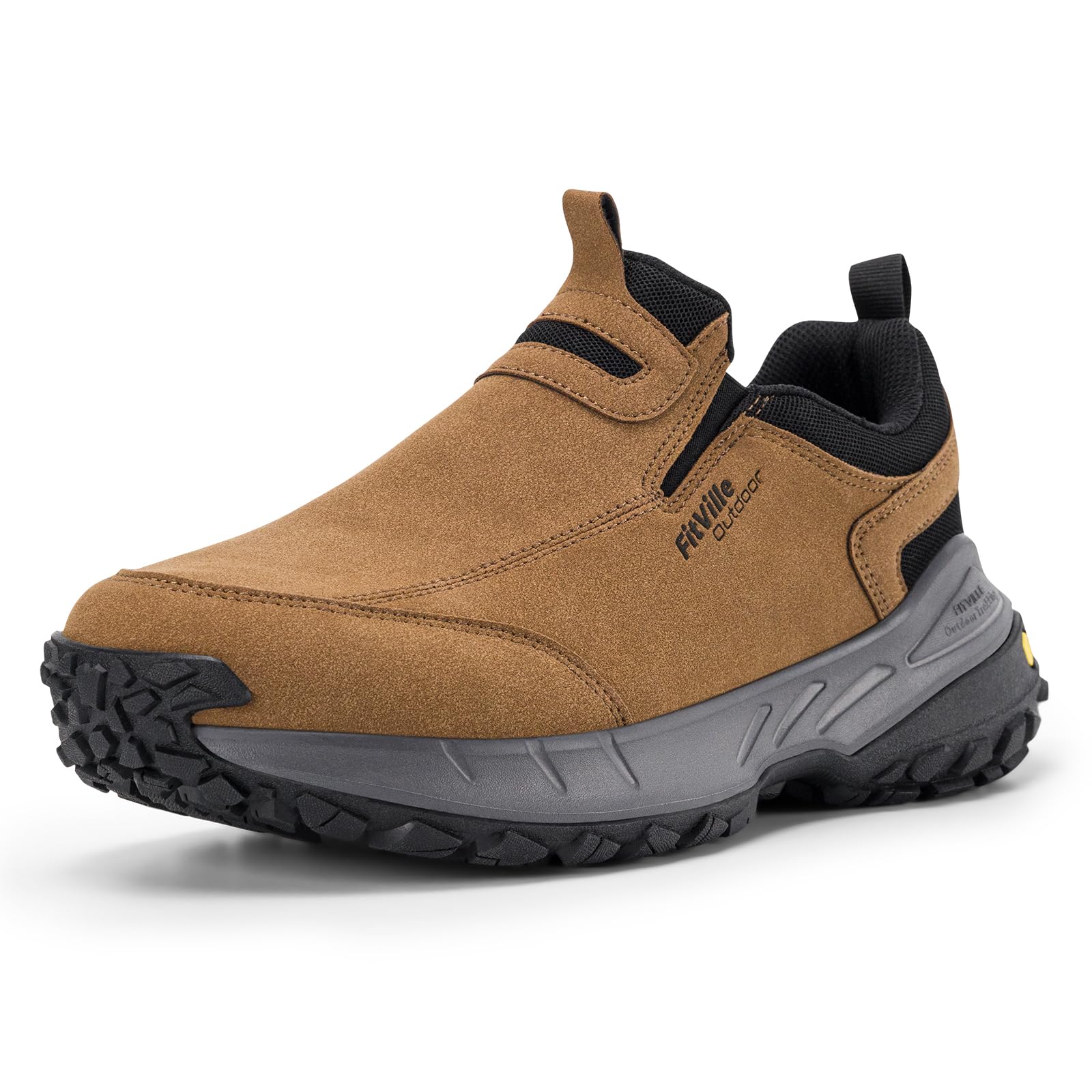 FitVille Scarpe da Escursionismo Uomo Extra Larghe Senza Chiusura Sneaker Casual Slip-on Scarpe Camminata Senza Lacci