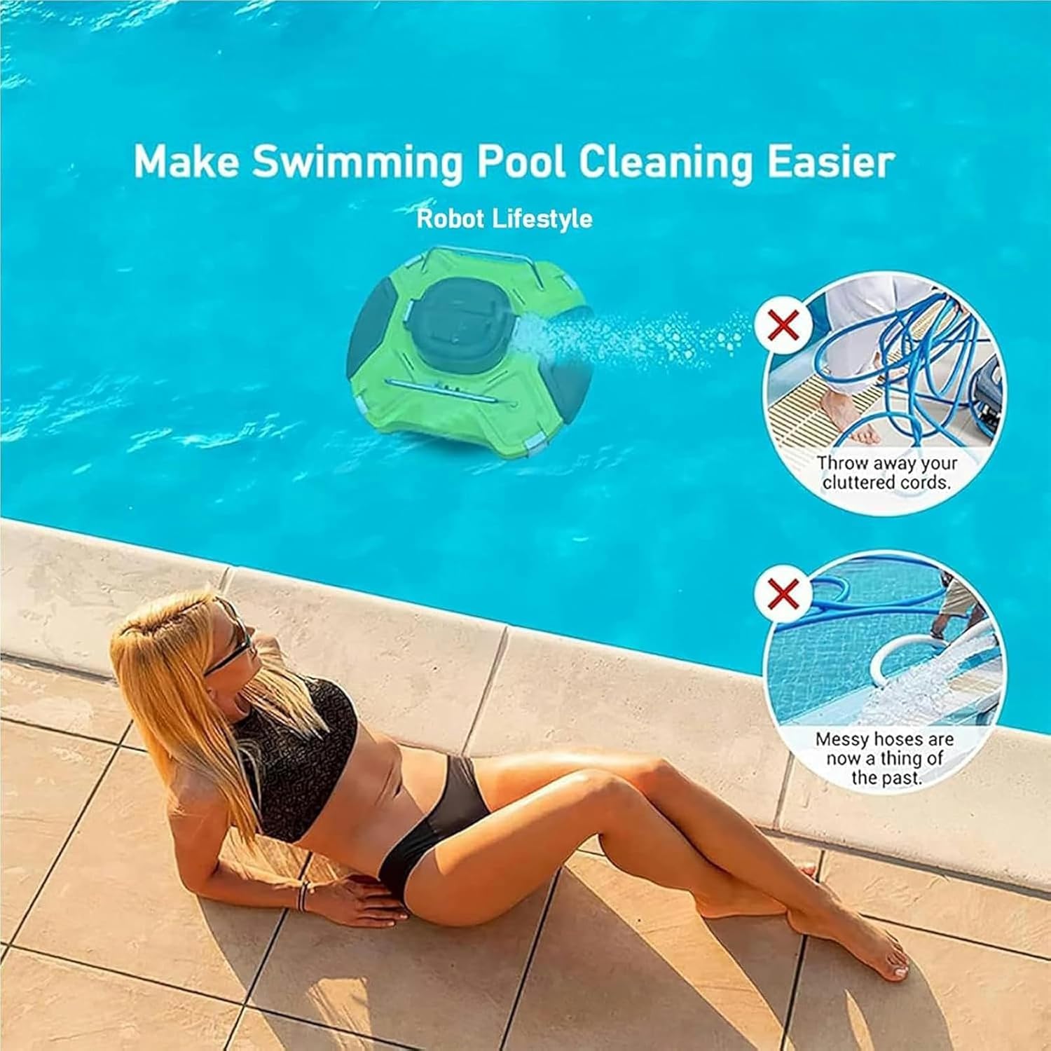 Automatic Pool Vacuum Cleaner, Pool Vacuum Cleaner That Lasts 120 Minutes, with Automatic Parking LED Indicator, Wireless Robotic Cleaner for Swimming Pools