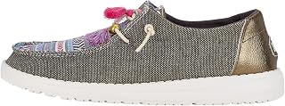 HEYDUDE Hey Dude Women's Wendy Slub CanvasMoc Toe Shoes, Black Multi, 8 UK