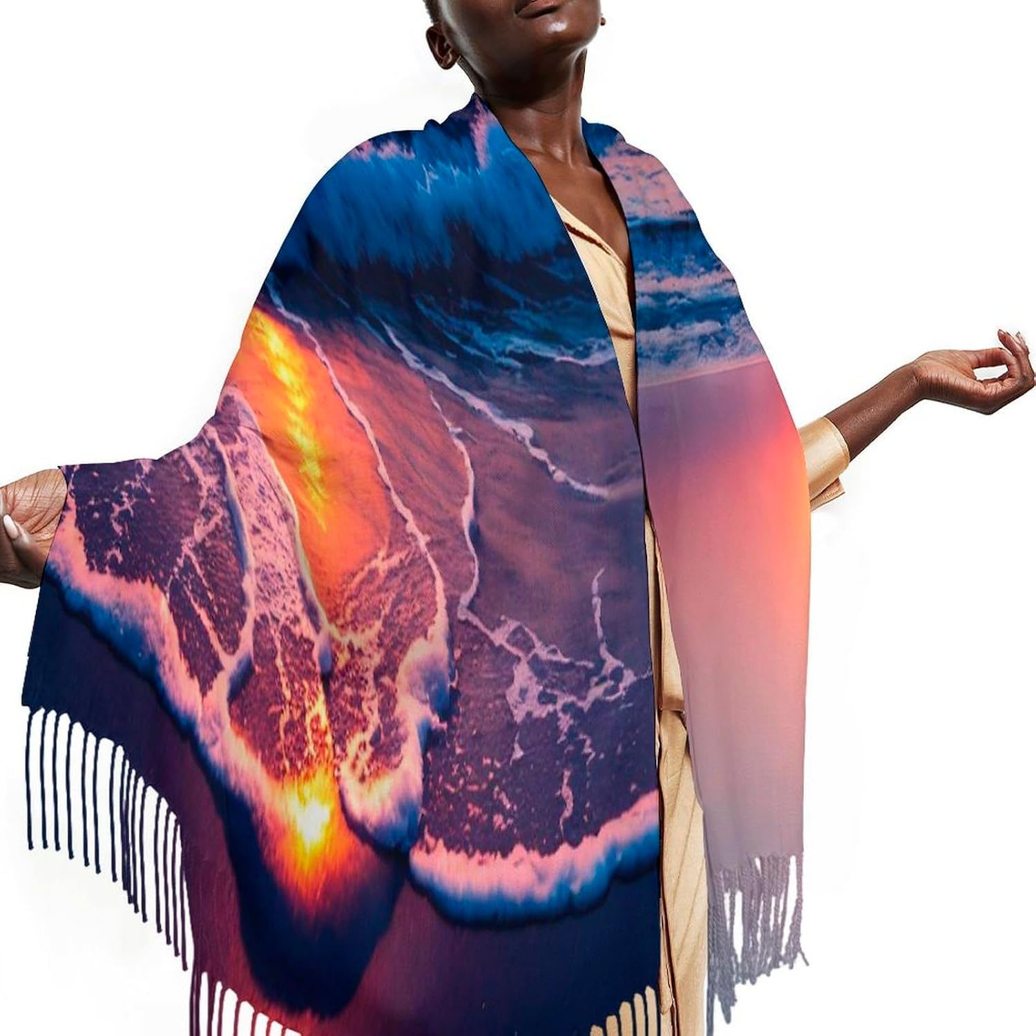 Beautiful Sunrise Scarf for Women Men Classic Fashion Blanket Scarves Soft Cashmere Feel Scarf Cold Weather Warm Long Shawl Winter Large Scarves Classic Blanket Scarfs Thick