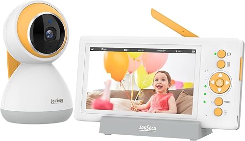 Monitor de bebé con 2 cámaras monitor de video JouSecu para bebés pantalla LCD dividida de 43 pulgadas batería recargable de rango de 1000 pies con