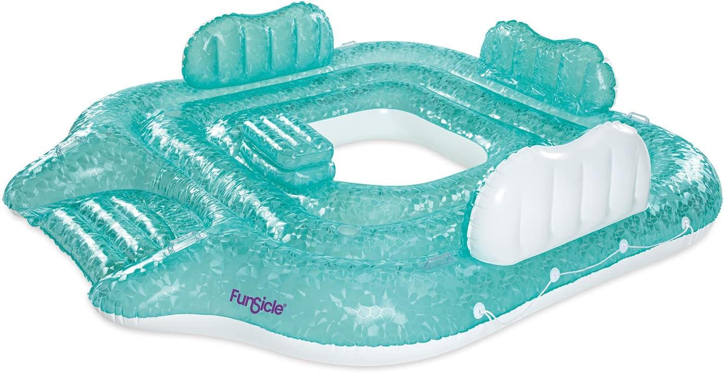 Funsicle 9 ft Party Mix Inflatable Island Float, Adult-Sized