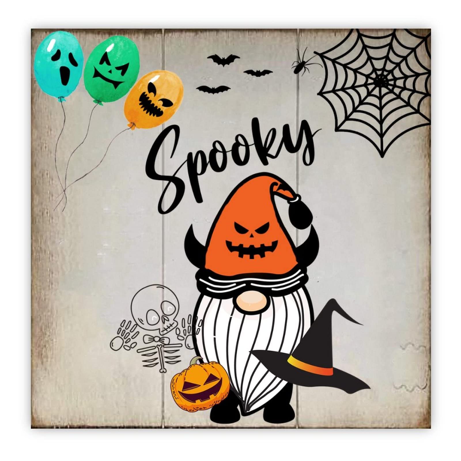 Panneau citrouille Halloween bois massif haut de gamme 40,6 cm