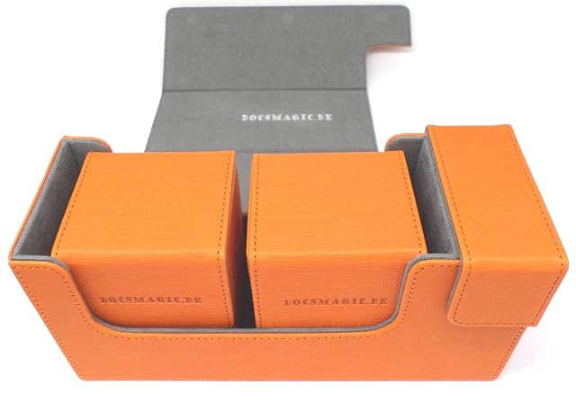 docsmagic.de Premium Magnetic Tray Long Box Orange Small + 2 Flip Boxes - Orange