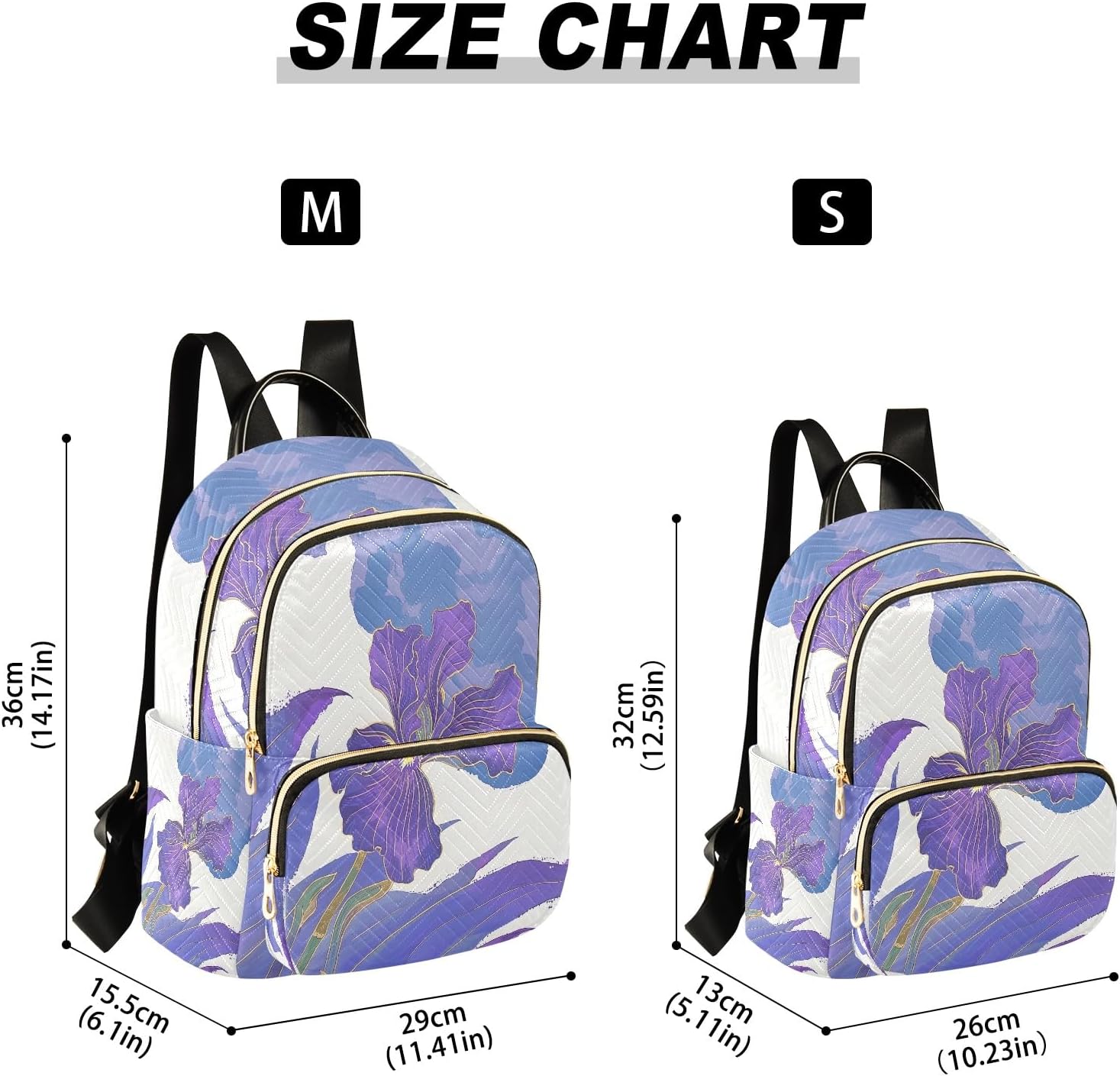 Quilted Backpack for Women Elegant Iris Purple Carry-On 14 Inch Laptop Backpack