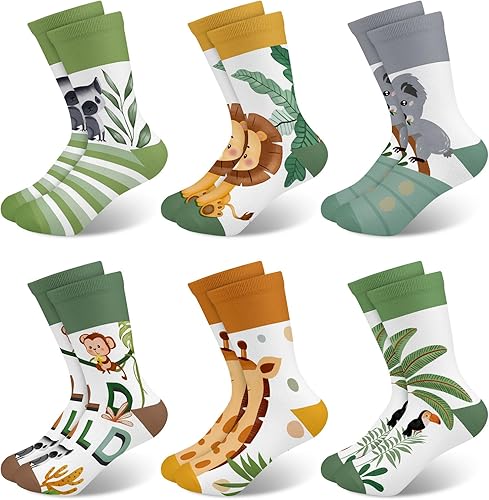 Queenshin Animals Socks Boho Tropical Boys Girls Novelty 5-7Y Cartoon Funny Fash