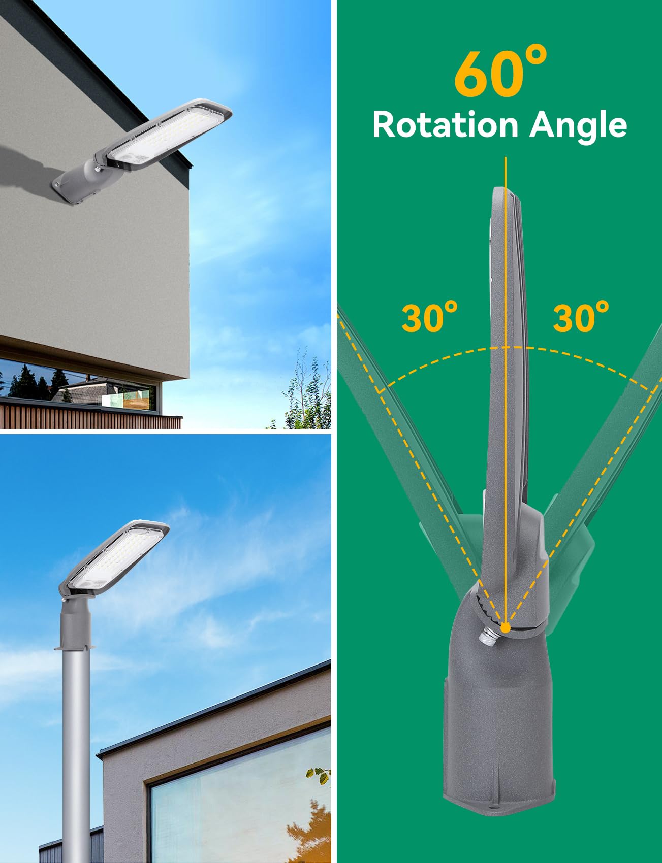 Aigostar 30W Lampione LED, 2550LM Luce stradale a LED 6500K IP65 impermeabile IK08 Per Parcheggio luce per Strada Scuola, parcheggio, campo da basket, cortile, piazza, 2 Unità