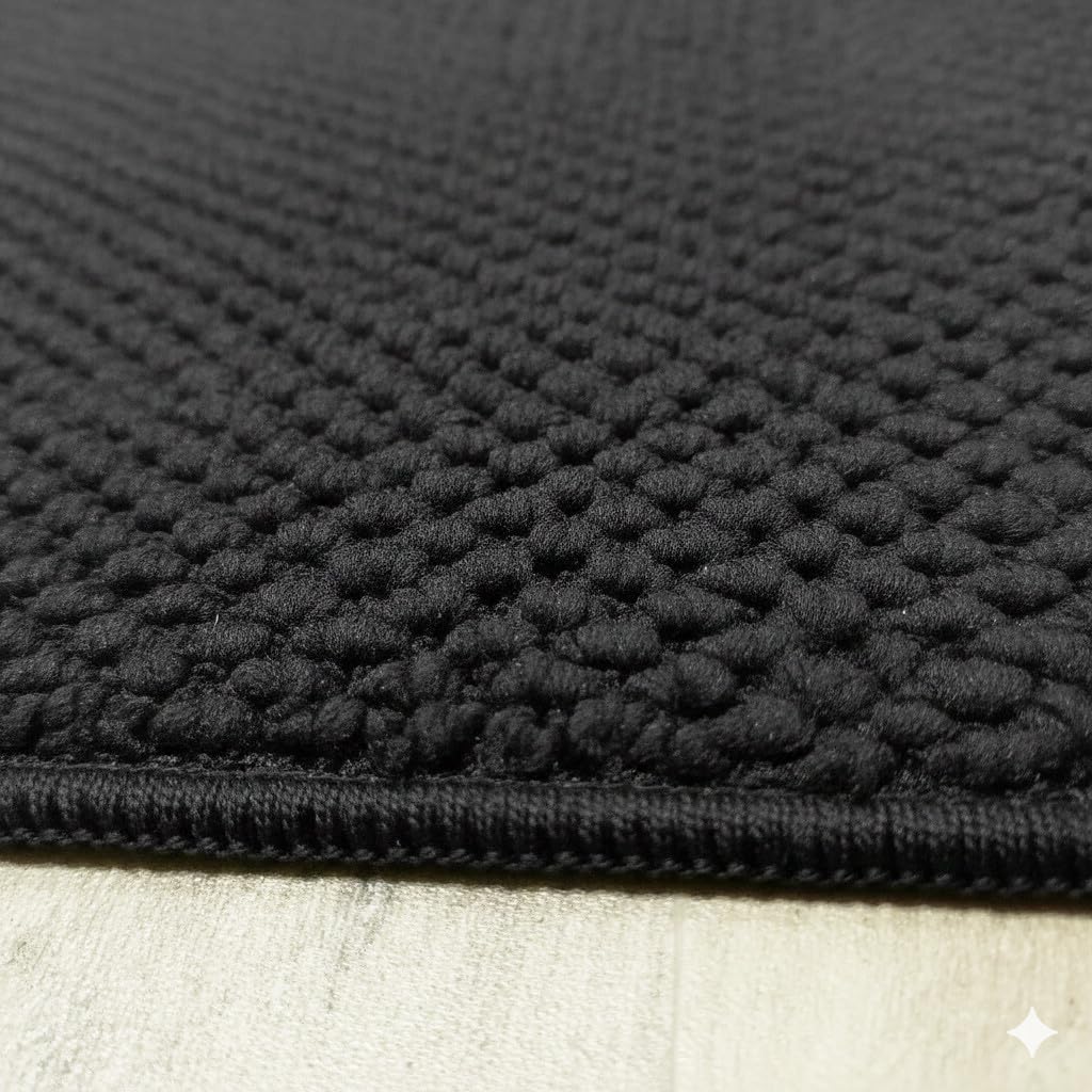 Alfombra Veleta Negra de bucles Grandes – Robusta y Elegante para Cualquier Estancia – 9 tamaños y 5 Fondos Disponibles – 13 mm Grosor – Base Fieltro – Uso doméstico y Comercial- 100x150 cm-f. Negro